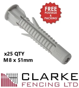 Enchufe de fijación universal M8 x 51 mm bolsa de 25 ¡ENVÍO GRATUITO!¡! - Imagen 1 de 1