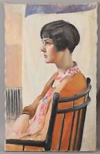 Original JOSEPH PLAVCAN American Impressionist Art Deco Woman Portrait Painting