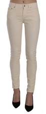 DONDUP Jeans Cotton Cream Mid Waist Skinny Denim Pants Trouser s. W26 RRP $500