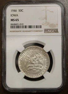 1946 Iowa Statehood Centennial Half Dollar MS 65 NGC Lot 1433 - Picture 1 of 4