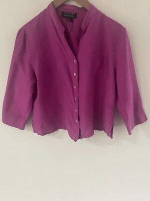 Женская рубашка Spenser Jeremy большая шелковая фусксия розовая рукав 3/4 укороченная карьерная  - Изображение 1 из 4