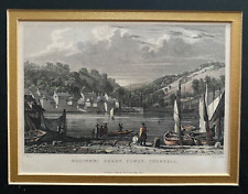 1832 Antique Print; Bodinnick Ferry, Fowey, Cornwall after Thomas Allom