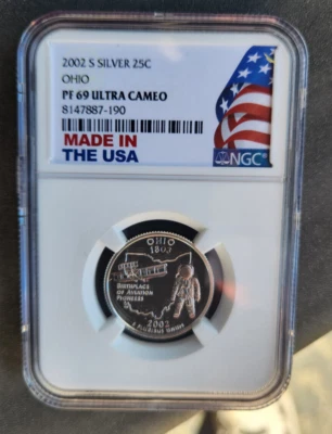 2002 s silver Ohio statehood quarter NGC PF 69 Ultra Cameo - Image 1 of 2