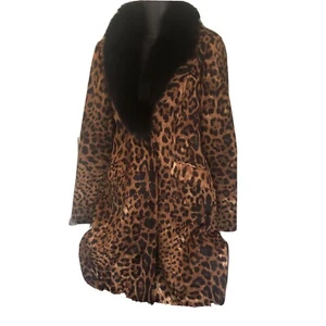 alberto makali Retired leopard cheetah fur collar coat size 10 - Picture 1 of 6