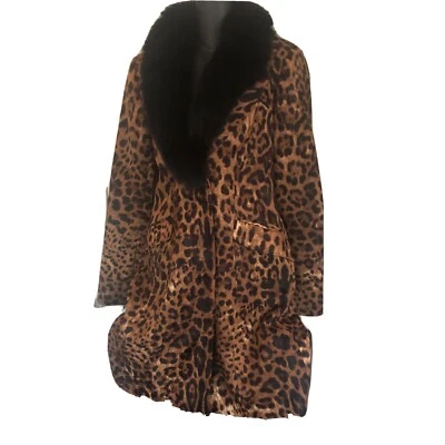 alberto makali Retired leopard cheetah fur collar coat size 10 - Image 1 of 4