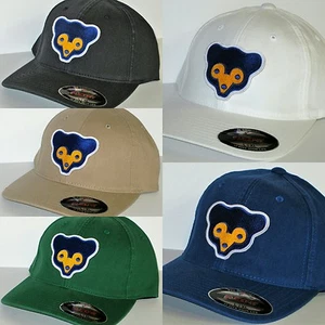 Chicago Cubs "Flex fit" Cap ⚾️Hat ⚾️VINTAGE MLB PATCH/LOGO ⚾️5 Cool Colors ⚾️NEW - Picture 1 of 6