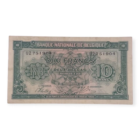 1943 Circulated Belgium 10 Francs Cover