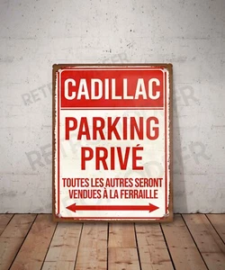 Vintage Blechschild Cadillac Privatparkplatz Schild Garage Dekoration Schild - Bild 1 von 3