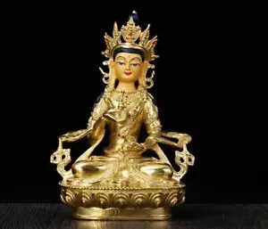 Antiguo budismo tibetano asiático de 8" cobre dorado pintura a mano estatua Vajrasattva - Imagen 1 de 5