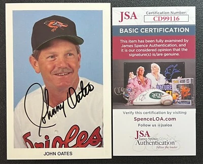 Johnny Oates Signed Photo Postcard JSA Cert w/COA #26 Baltimore Orioles MLB WOW! - Image 1 of 4