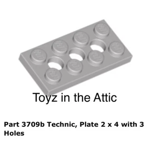 Lego 1x 3709b hellgrau Technic, Platte 2 x 4 mit 3 Löchern 6971 Space - Bild 1 von 1