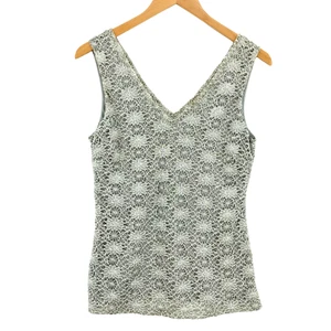 Banana Republic Blouse Small Women's Sleeveless Gray Floral Top - Picture 1 of 8
