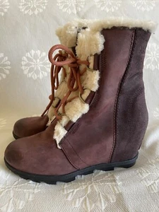Sorel Joan of Arctic Wedge II Shearling Boots Sz 9 - Picture 1 of 9