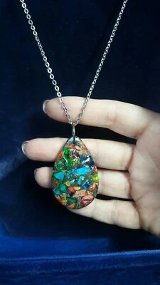 Collana acciaio e pietre mosaico-Steel and mosaic stone necklace - Immagine 1 di 4