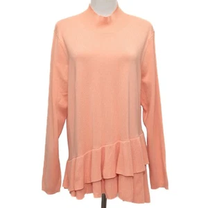 Suéter The Limited Rosa Coral Cuello Simulado Volantes Dobladillo Talla XL - Imagen 1 de 10
