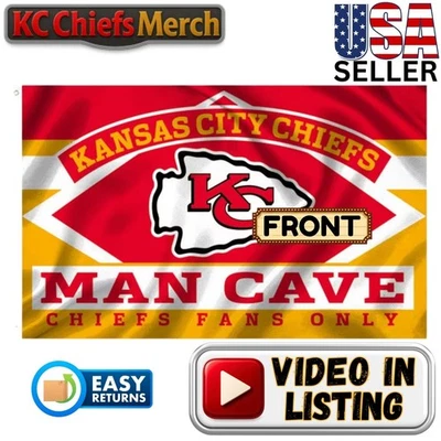 Kansas City Chiefs 3'x5' Flag, Man Cave Design, Tailgate Banner, KC Fan Gift 12 - Image 1 of 3