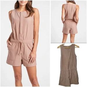 Athleta Farallon Romper Mocha Latte Stretch Organic Cotton Size Medium - Picture 1 of 10