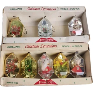 Lote de 8 adornos navideños diorama plástico brite joya de colección flores de Santa ángel - Imagen 1 de 20