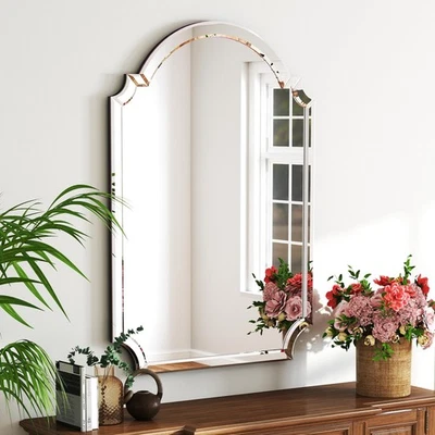 Large Arched Wall Mirror, 22" X 34" Bathroom Mirror with Glass Beveled Edge, ... - Image 1 of 4
