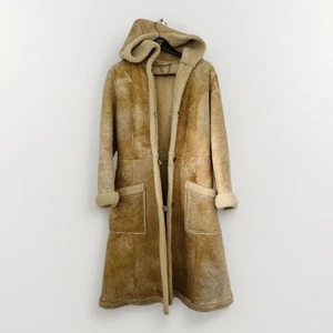 Vintage R J Singer Lammfellmantel Damen 10 Kapuze volle Länge Sherpa gefüttert 70er - Bild 1 von 18