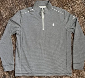johnnie-O Vaughn Striped Performance 1/4 Zip Pullover Gray White Stripe EUC - Picture 1 of 14