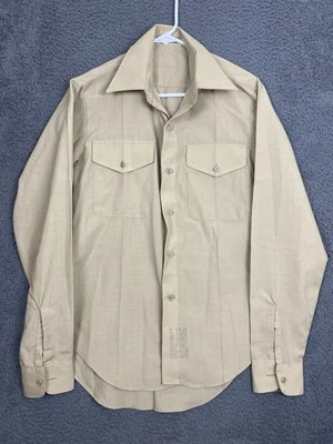 Vtg Martin MFG Military Shirt Mens 15 x 36 Khaki Tan Wool Blend Button Uniform - Image 1 of 4