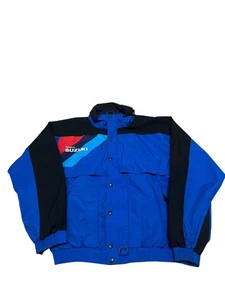Vintage Team Suzuki Jacket Blue Black Nylon Windbreaker Racing Moto Embroidered - Picture 1 of 8