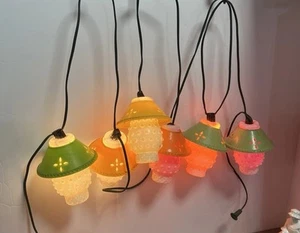 Vintage Hobnail Lamp Blow Mold String Lights Covers RV Camper Patio Tiki  Lights - Picture 1 of 15