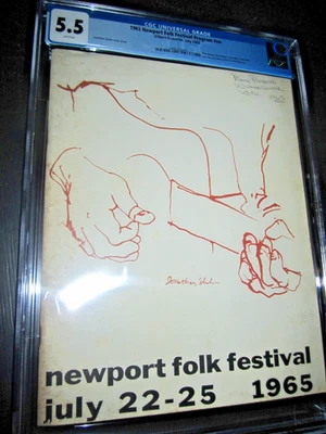 1965 Newport Folk Festival Program CGC 5.5 Bob Dylan Goes Electric исторический 1-й - Изображение 1 из 4