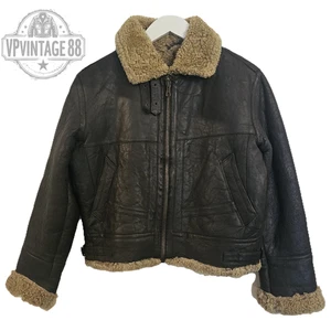 Vintage B-3 Aviator Bomber Jacket Brown Sheepskin Shearling Leather Flight - Picture 1 of 9