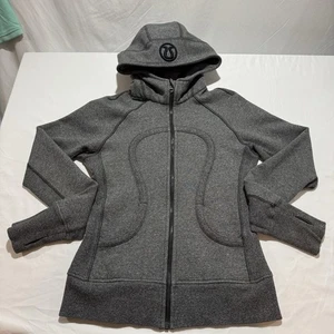 Sudadera con Capucha de Buceo Lululemon Cremallera Completa Gris Jaspeado Oscuro Talla 6 Logo Capucha Pulgares - Imagen 1 de 24