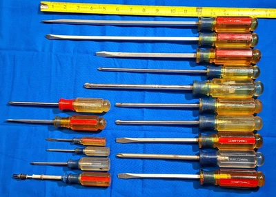 USA Craftsman 16 piece screwdriver lot Phillips, Slotted, WF series - Image 1 of 4