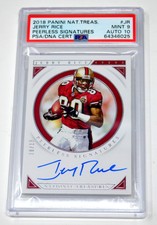 JERRY RICE 2018 NATIONAL TREASURES PEERLESS SIGNATURES PSA 9 AUTO 10 MINT #/10