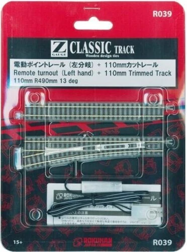 Rokuhan Z gauge R039 110mm point rail left divergence 1 piece Track new - Image 1 of 1