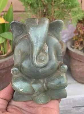 Antigua estatuilla de colección tallada a mano de piedra de mármol hindú dios Ganesha Foto 1 de 4