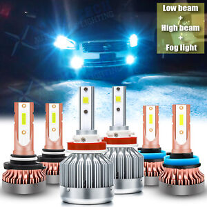 8000K Ice Blue LED Headlight + Fog Light Bulb for Nissan Maxima Juke Titan Rogue