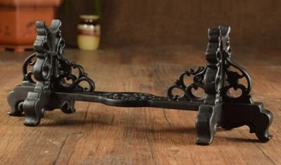 Estante de exhibición de madera de ébano negro espada samurai cuchillo daga pistola soporte base Foto 1 de 3