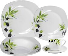 Lorren Home Trends Porcelain 20 Piece Square Dinnerware Set Service for 4, K251