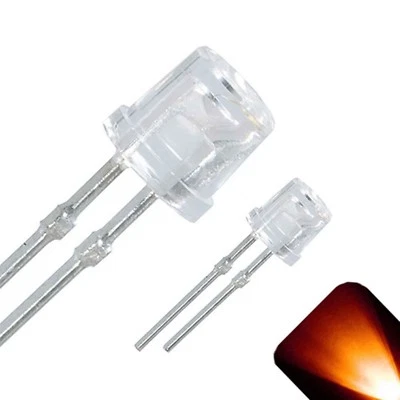 10 x LED 3mm Amber Orange Ultra Bright Flat Top Wide Angle LEDs Light Lamp Car - Image 1 of 3