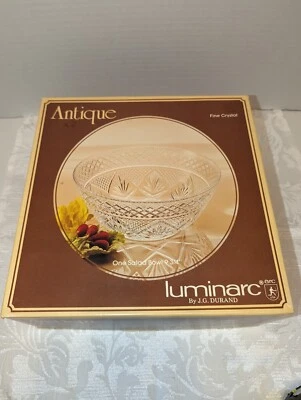 Luminarc Fine Crystal "Antique" Glass Salad Bowl 9- 3/4" JG Durand USA  - Image 1 of 4