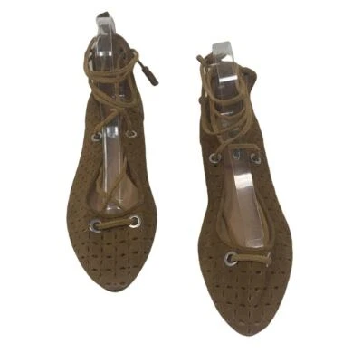 Halogen perforated leather suede lacer cut lace up ballet flats size 8.5 - Image 1 of 4