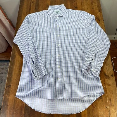 Ledbury Shirt Mens 16.5 Blue Purple Check Button Up Dress Shirt Casual Preppy - Image 1 of 4