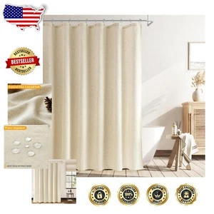 Luxurious 78-Inch Flax Linen Shower Curtain - Modern Bohemian Bathroom Decor - Picture 1 of 10