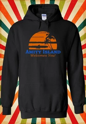 Amity Island Tiburón Mandíbula Película Divertida Hombres Mujeres Unisex Top Sudadera con Capucha Sudadera 2941 Foto 1 de 4