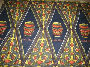 African Print Fabric Pure Cotton Fabric Kitenge Fabric 45" x 67" Saba Saba - Picture 1 of 9