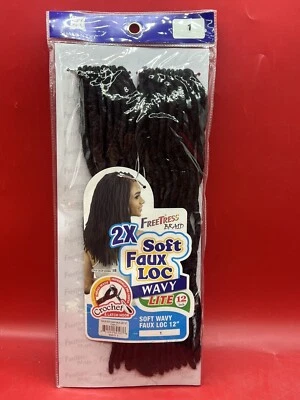 2 X мягкий волнистый искусственный лок 12» - FREETRESS СИНТЕТИЧЕСКИЙ КРЮЧКОМ ОПЛЕТКА УЖАС ЗАМКИ- (1) - Изображение 1 из 2