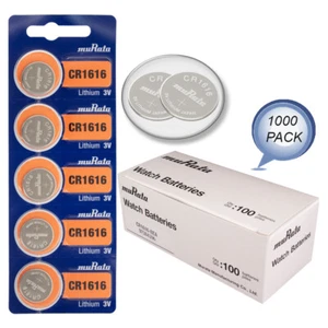 1000 NEW MURATA CR1616 3V Lithium Coin Battery FRESHLY NEW - Wholesale Pack - Picture 1 of 1