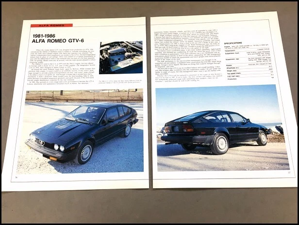 Alfa Romeo GTV6 Car Review Print Article with Specs 1982 1983 1984 1985 1986 P36 Foto 1 de 1
