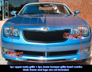 Combo de inserto de rejilla de malla negra de acero inoxidable para Chrysler Crossfire 2004-2008 - Imagen 1 de 2