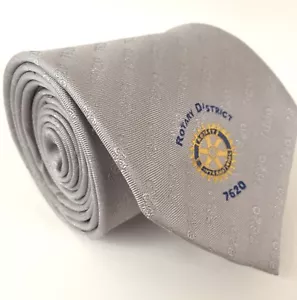 Rotary District 7620 100% Silk Necktie Silver Club Neck Tie Central Maryland DC - Picture 1 of 5